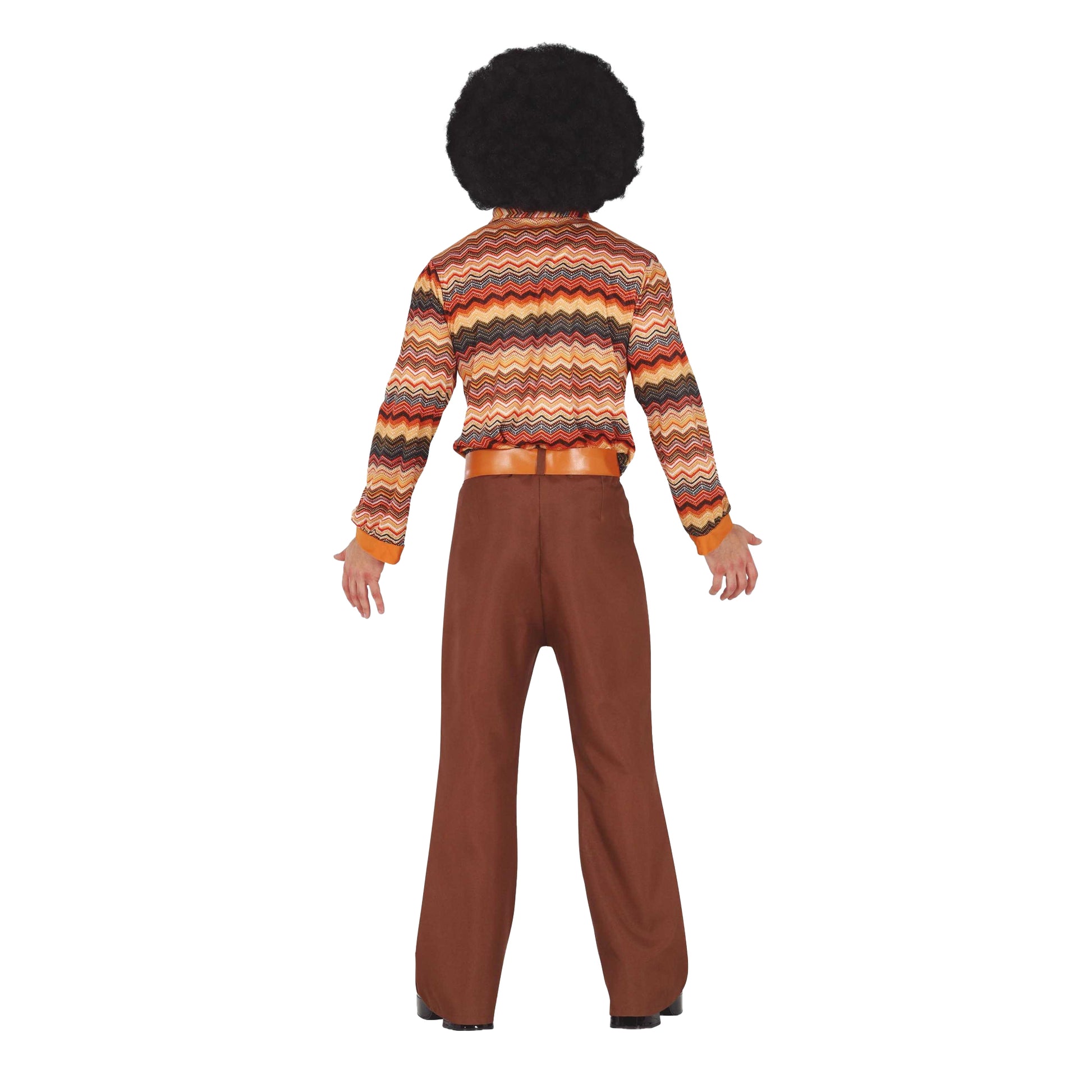 Brown - Back - Fiestas Guirca Mens 70´s Retro Costume Set