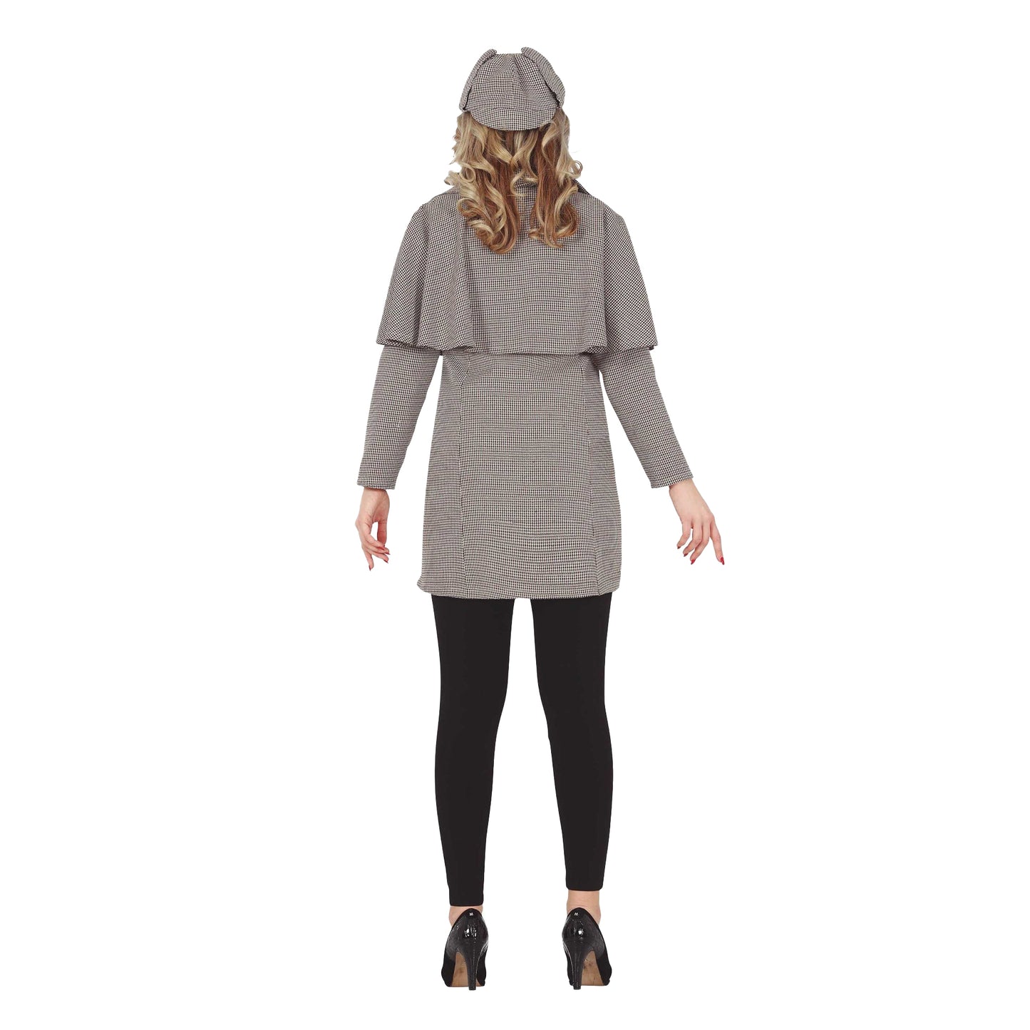 Grey-Brown - Back - Fiestas Guirca Womens-Ladies Detective Costume Set