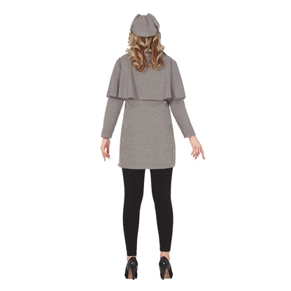 Grey-Brown - Back - Fiestas Guirca Womens-Ladies Detective Costume Set