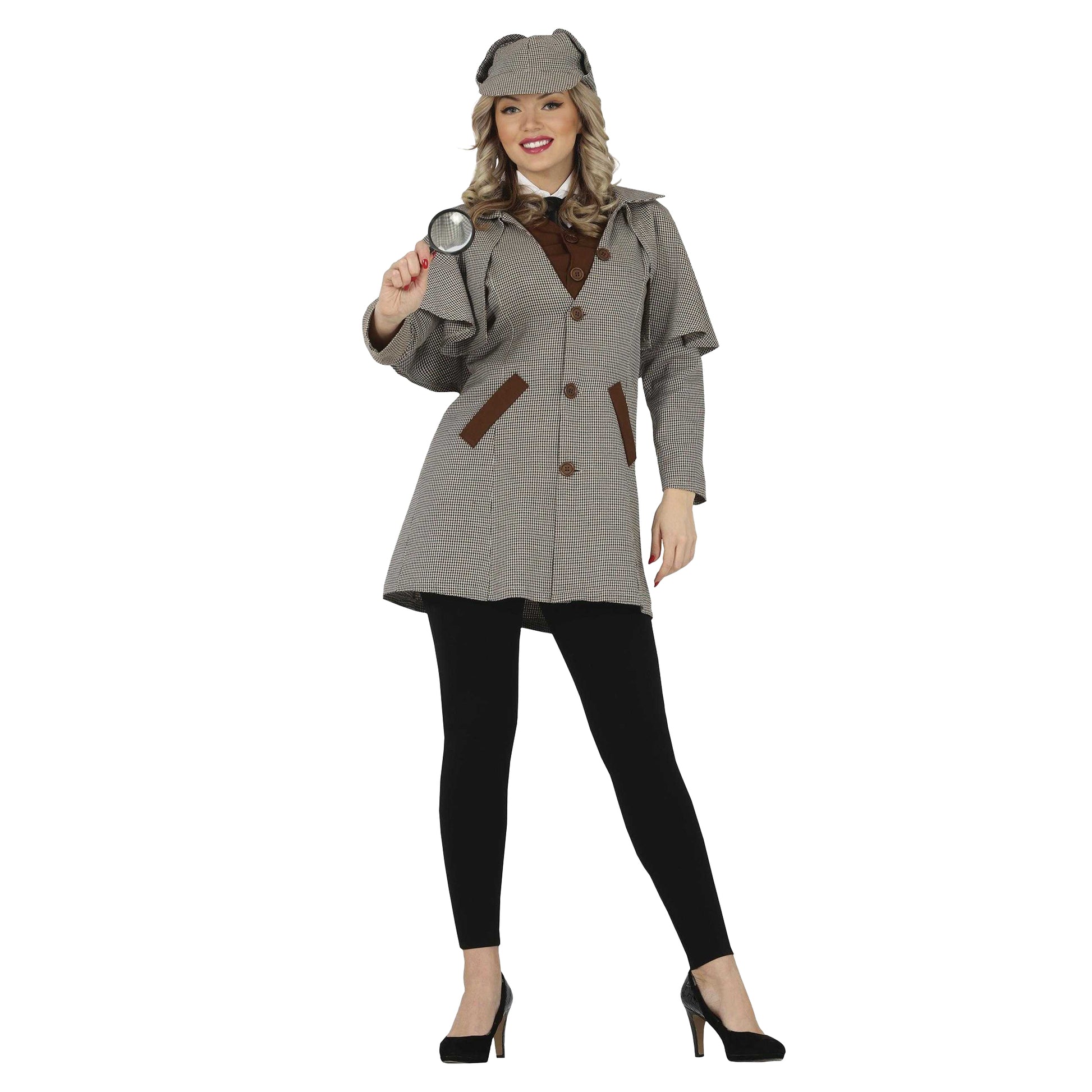 Grey-Brown - Front - Fiestas Guirca Womens-Ladies Detective Costume Set