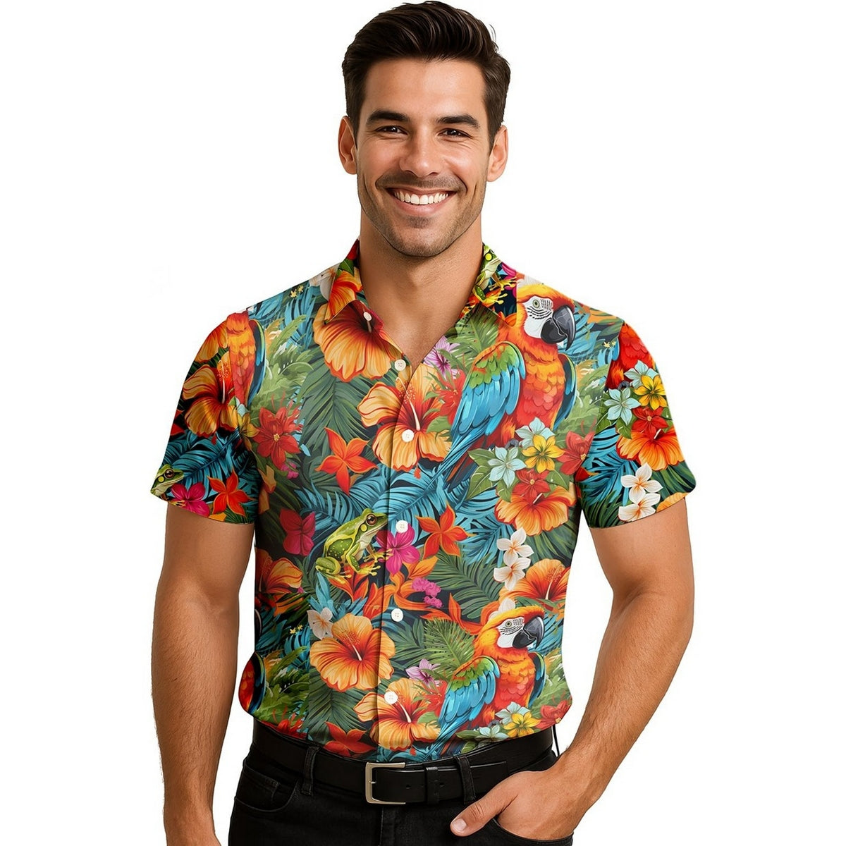 Multicoloured - Front - Fiestas Guirca Mens Flowers Shirt
