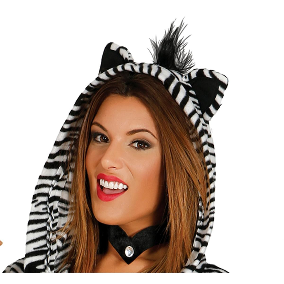 White-Black - Side - Fiestas Guirca Womens-Ladies Zebra Costume Set