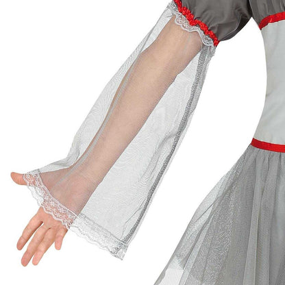 Grey-Red - Side - Fiestas Guirca Girls Bad Clown Costume Set