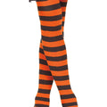 Orange-Black - Back - Fiestas Guirca Girls Striped Tights