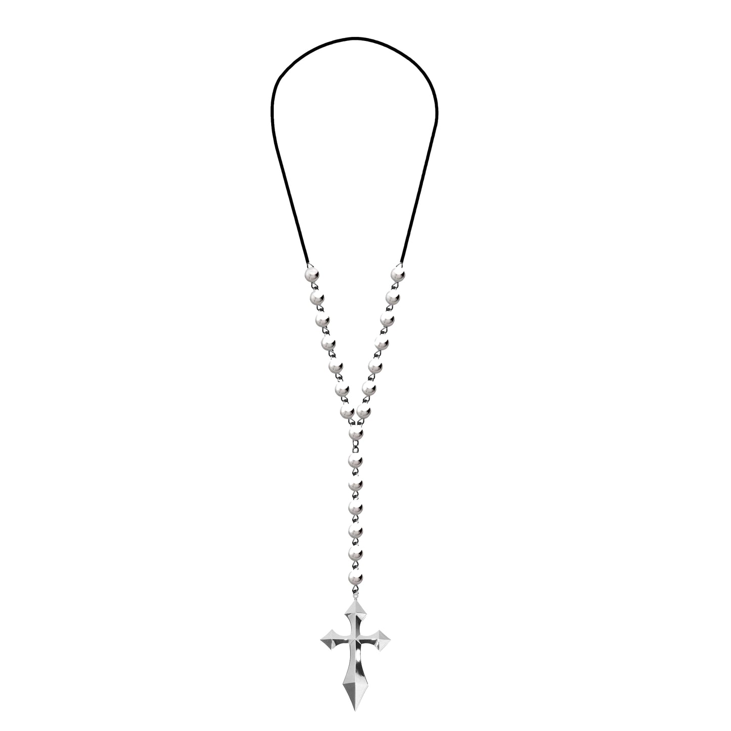 Black-Silver - Front - Fiestas Guirca Cross Metallic Necklace