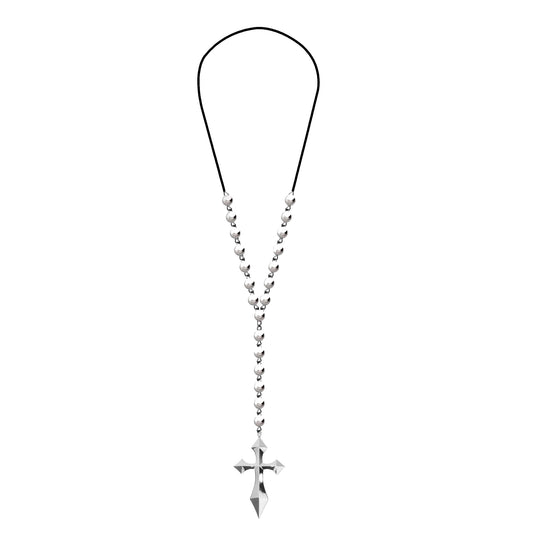 Black-Silver - Front - Fiestas Guirca Cross Metallic Necklace