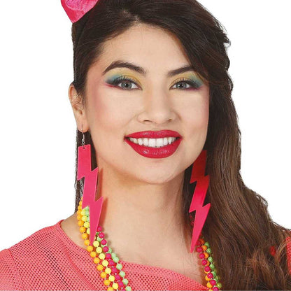 Multicoloured - Side - Fiestas Guirca Womens-Ladies 80s Neon Earrings