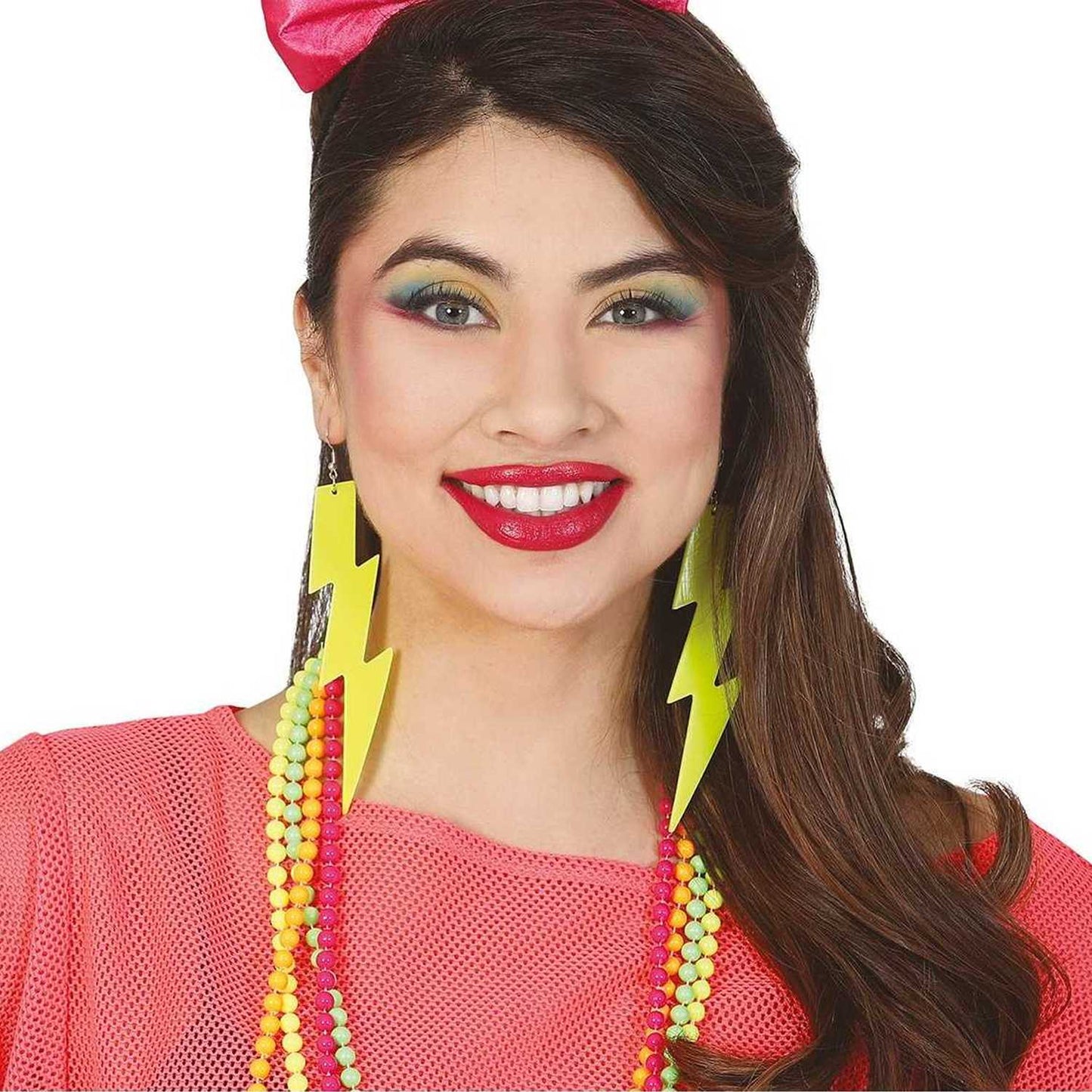 Multicoloured - Lifestyle - Fiestas Guirca Womens-Ladies 80s Neon Earrings