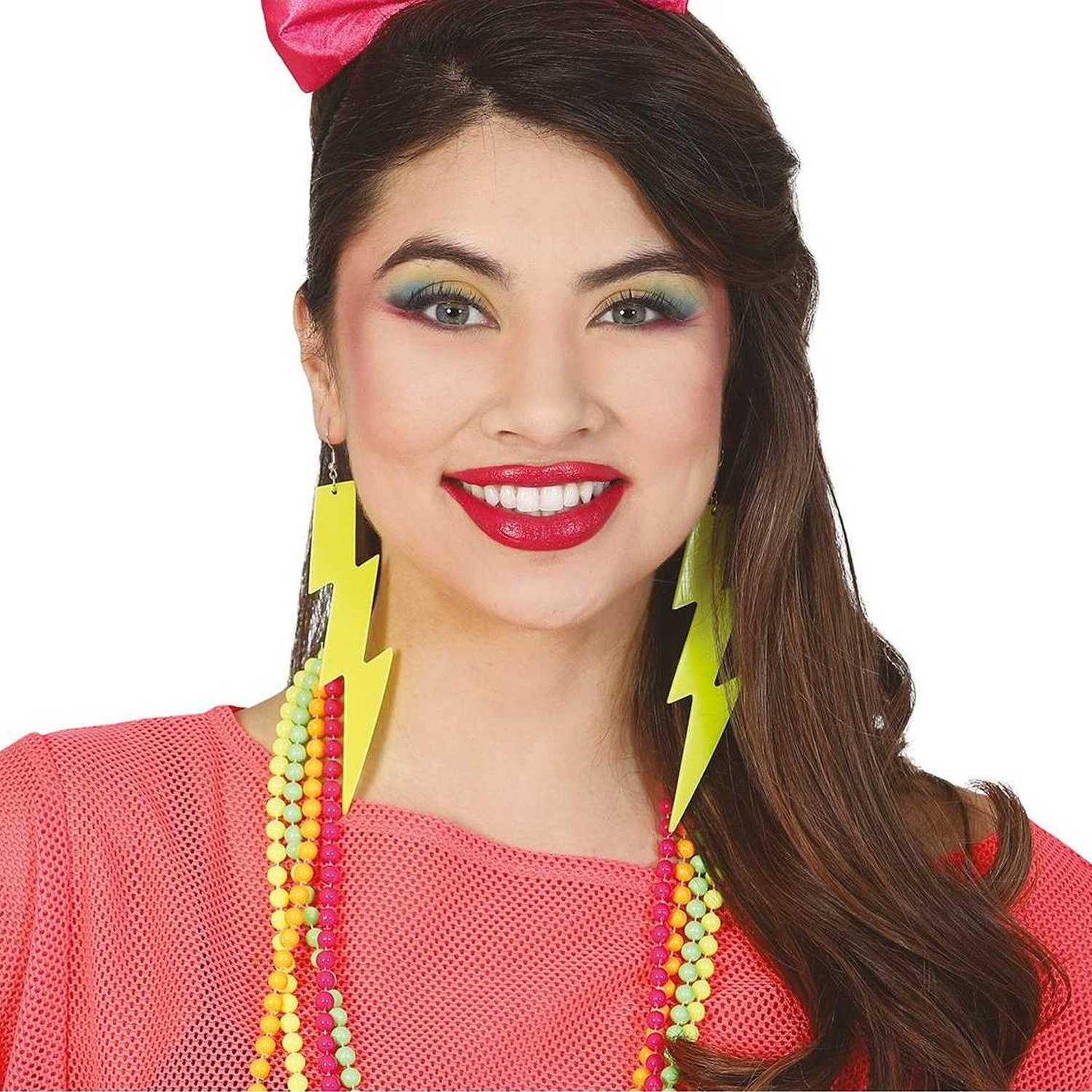 Multicoloured - Lifestyle - Fiestas Guirca Womens-Ladies 80s Neon Earrings