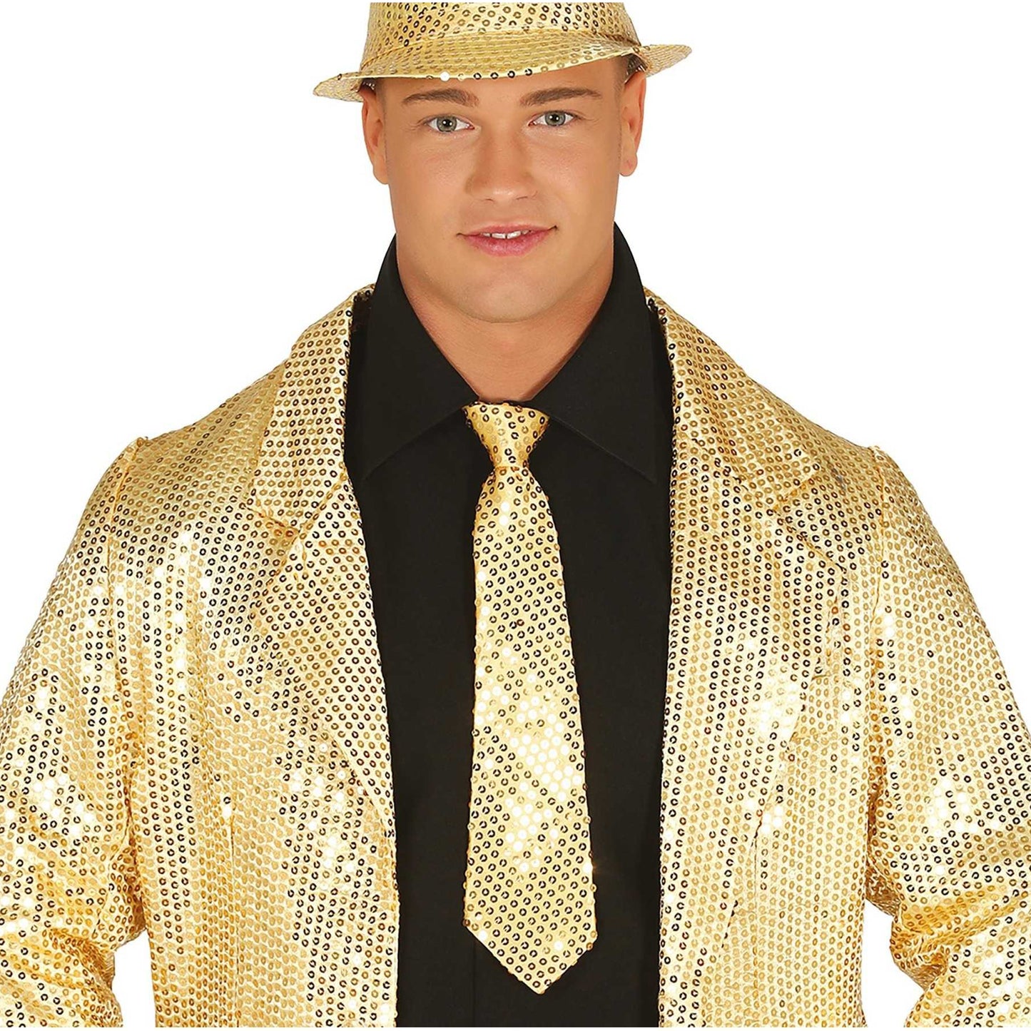 Silver - Front - Fiestas Guirca Sequin Tie