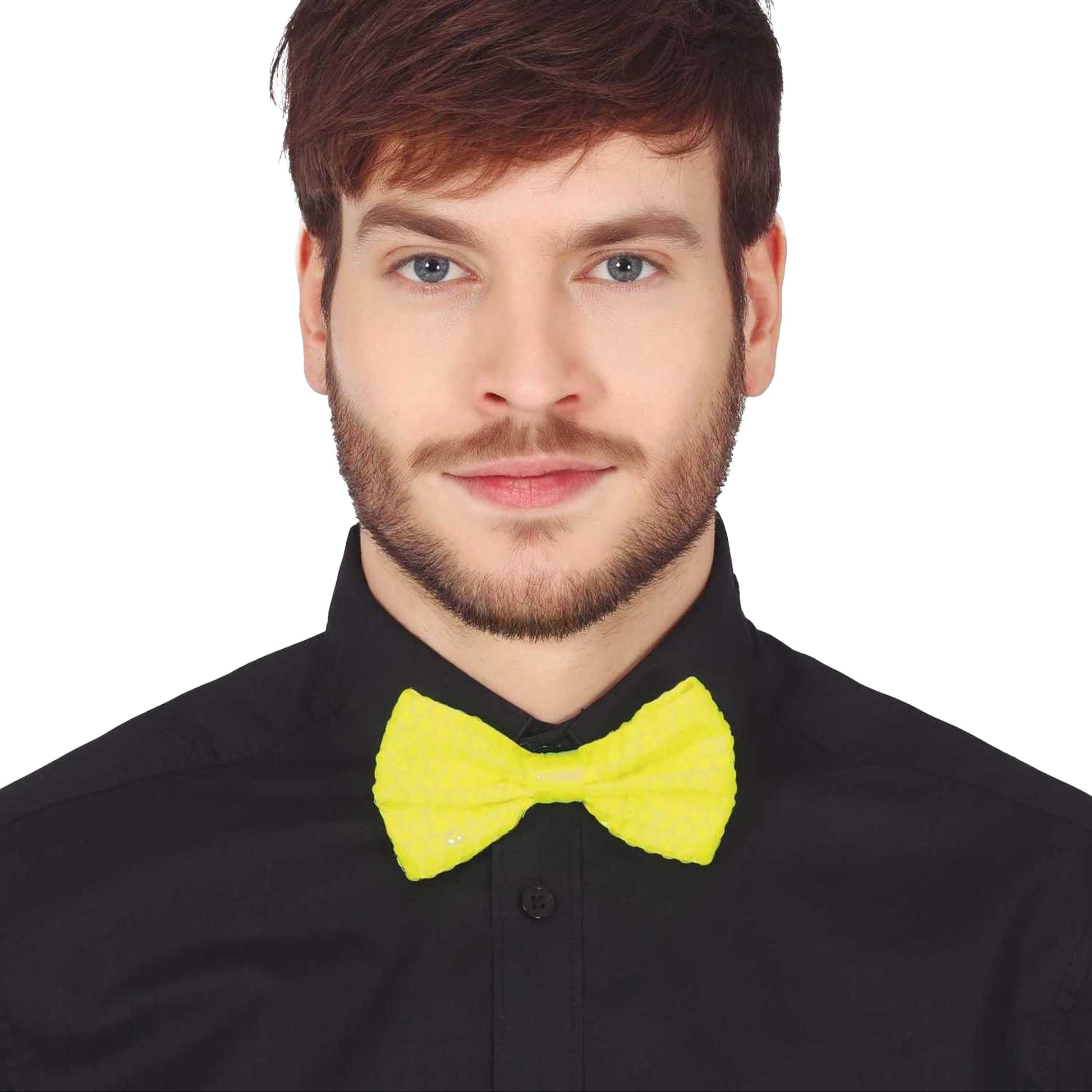 Yellow - Back - Fiestas Guirca Sequin Bow Tie