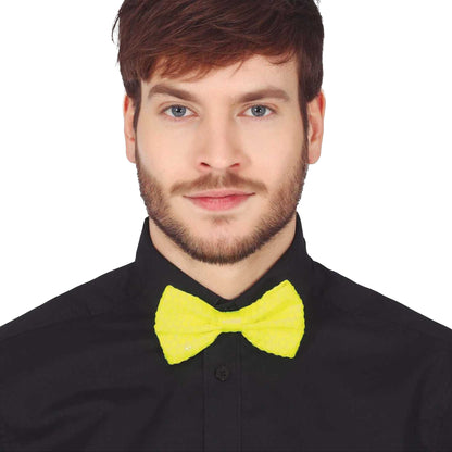 Yellow - Back - Fiestas Guirca Sequin Bow Tie