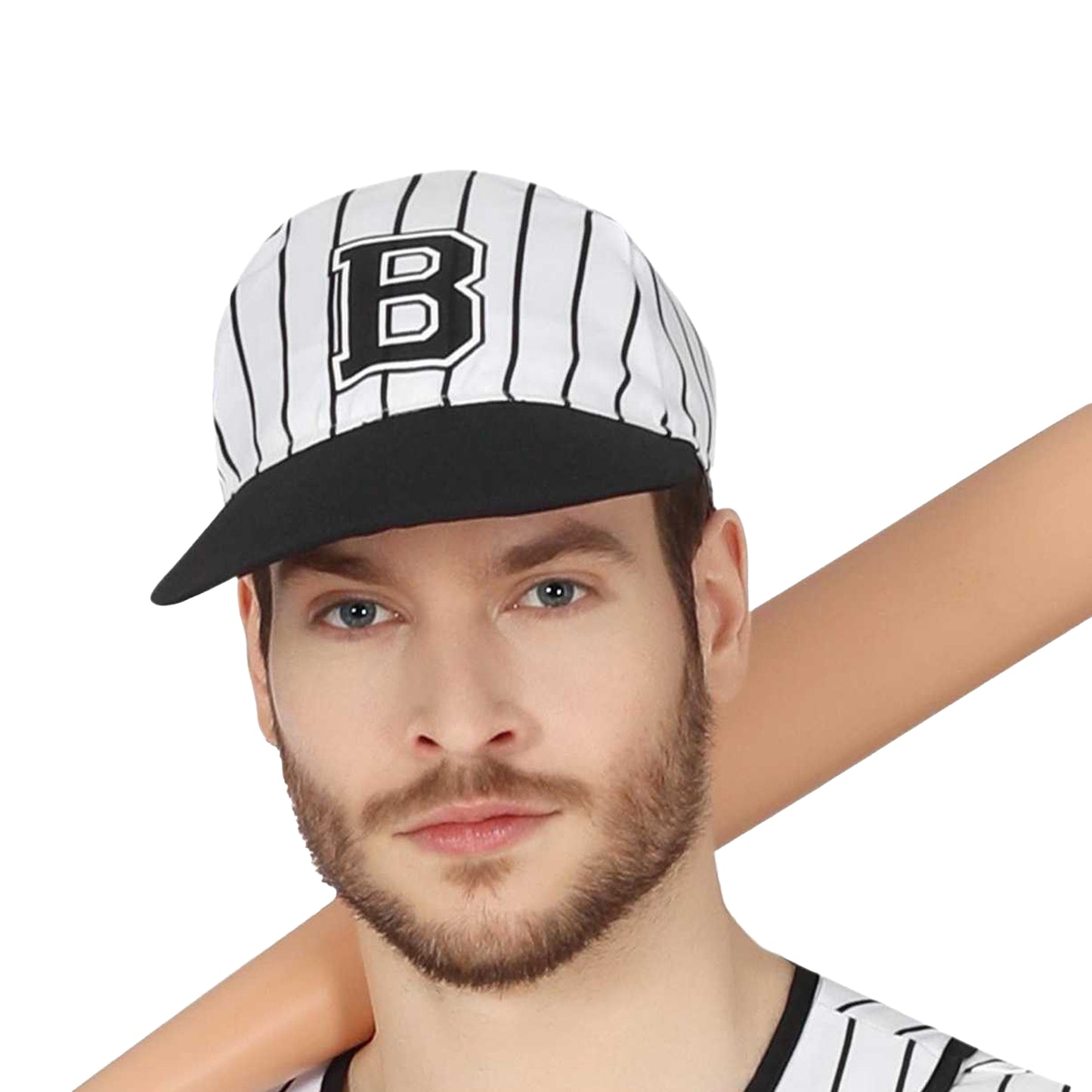 White-Black - Side - Fiestas Guirca Mens Baseball Player Costume Set