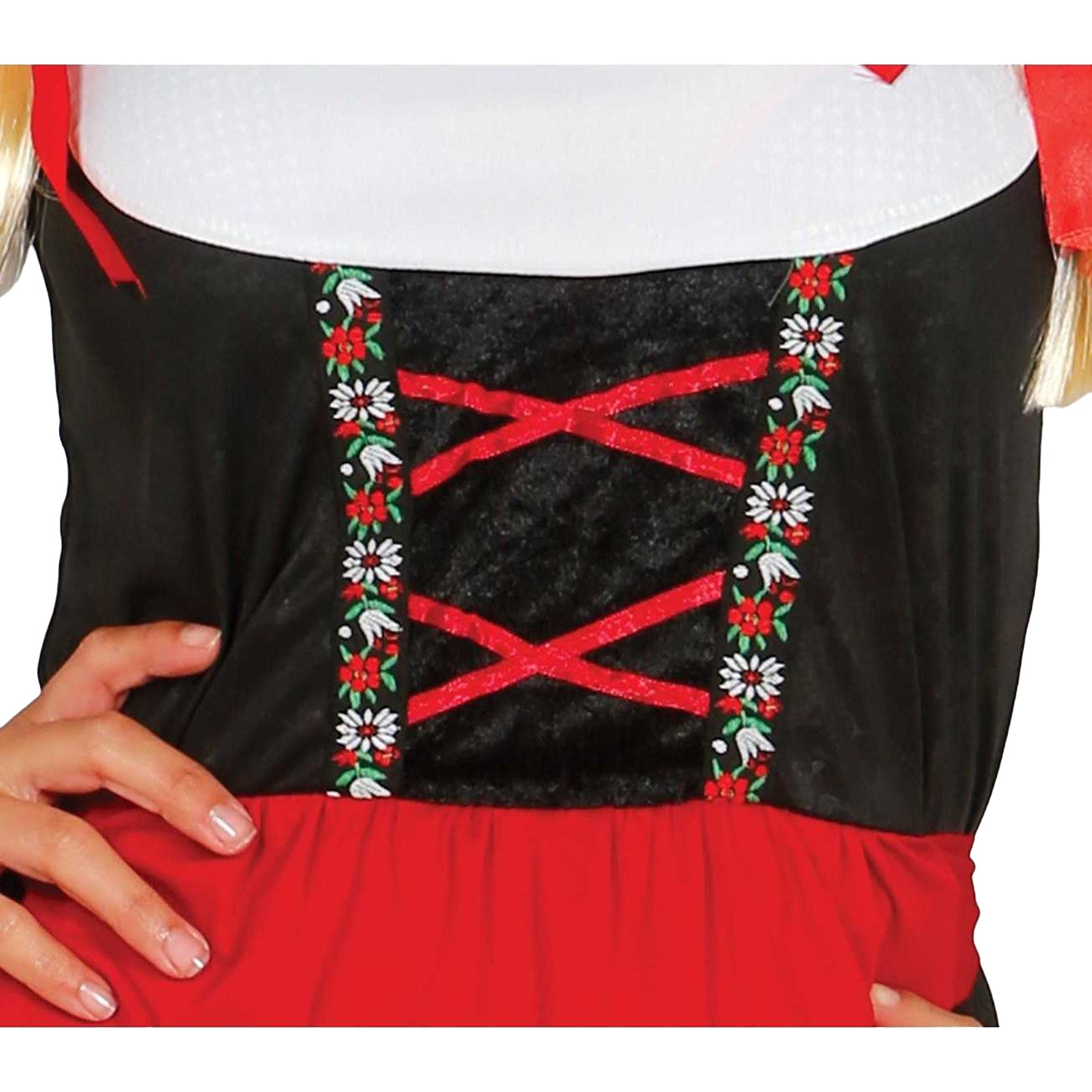 Black-Red - Side - Fiestas Guirca Womens-Ladies Bavarian Costume Dress