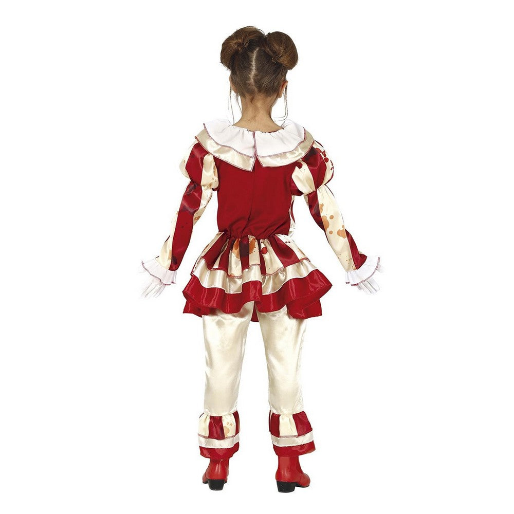 Beige-Burgundy - Back - Fiestas Guirca Girls Striped Clown Costume Set