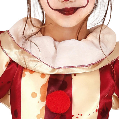 Beige-Burgundy - Side - Fiestas Guirca Girls Striped Clown Costume Set