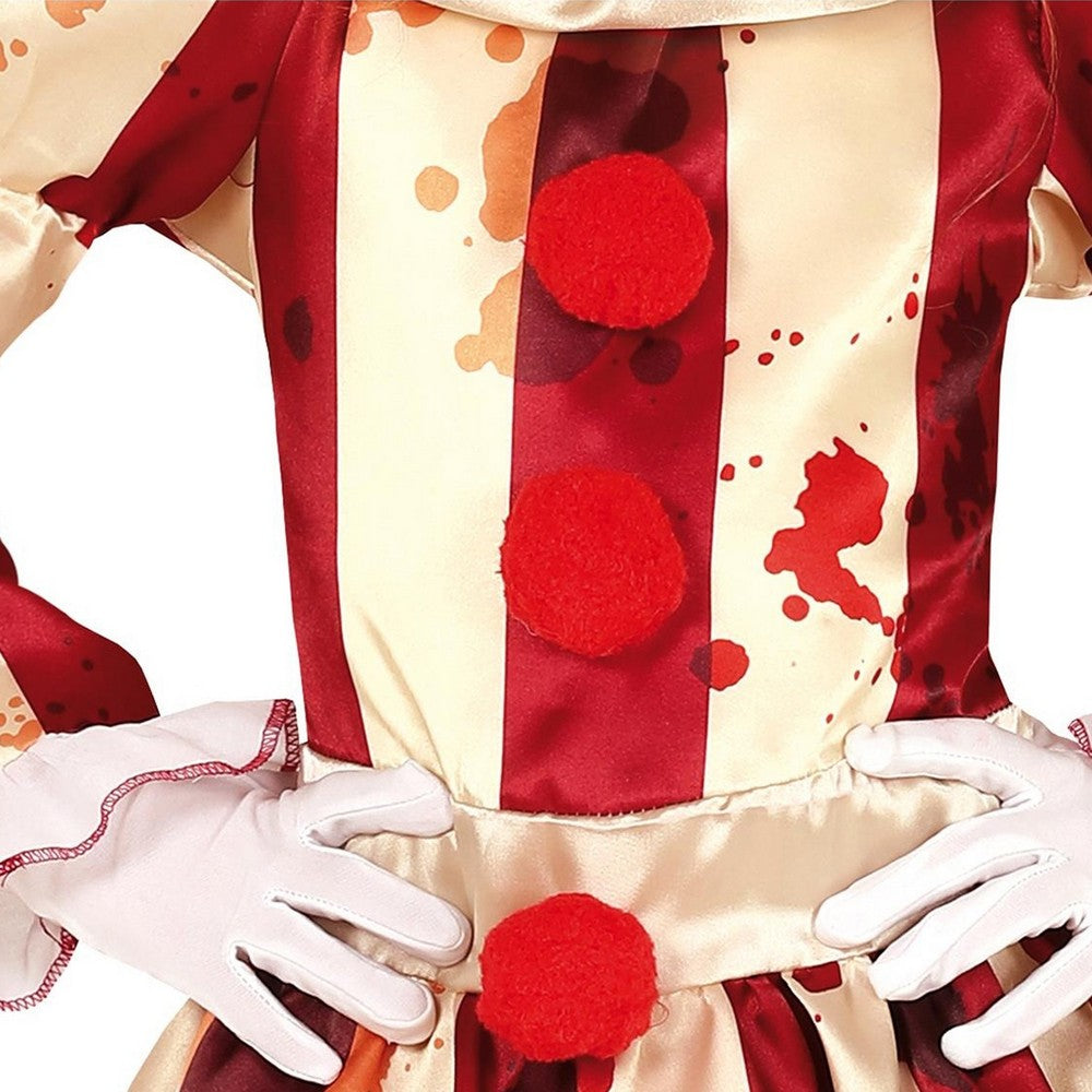 Beige-Burgundy - Pack Shot - Fiestas Guirca Girls Striped Clown Costume Set