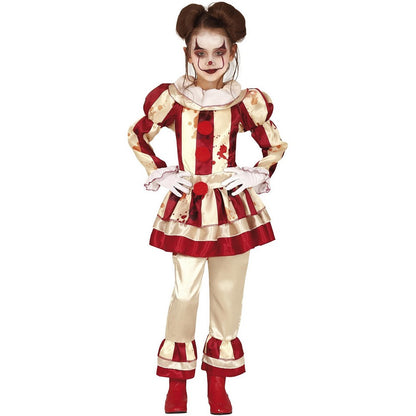 Beige-Burgundy - Front - Fiestas Guirca Girls Striped Clown Costume Set