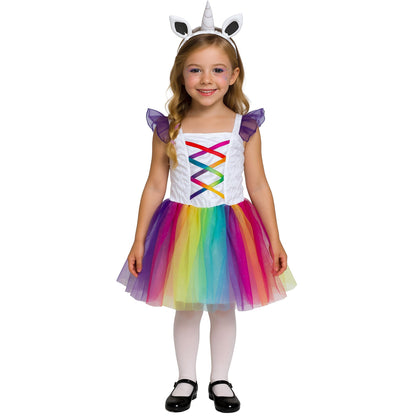 White-Multicoloured - Front - Fiestas Guirca Girls Unicorn Tutu Costume Set