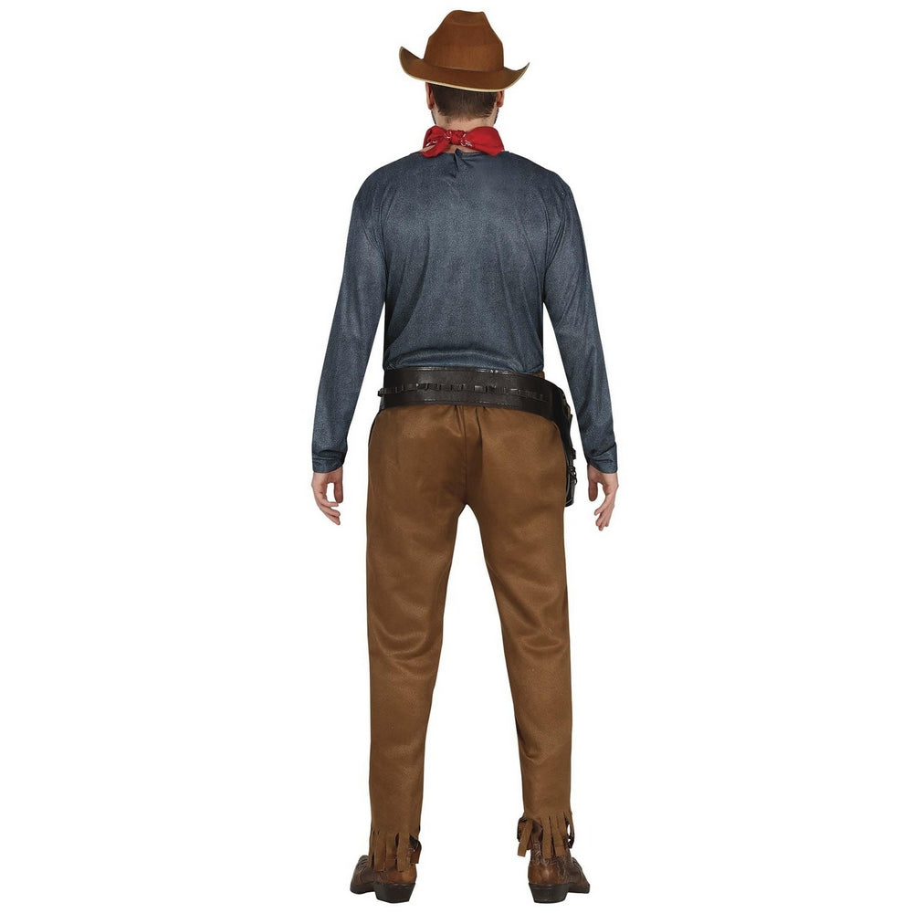 Brown-Blue - Back - Fiestas Guirca Mens Cowboy Costume