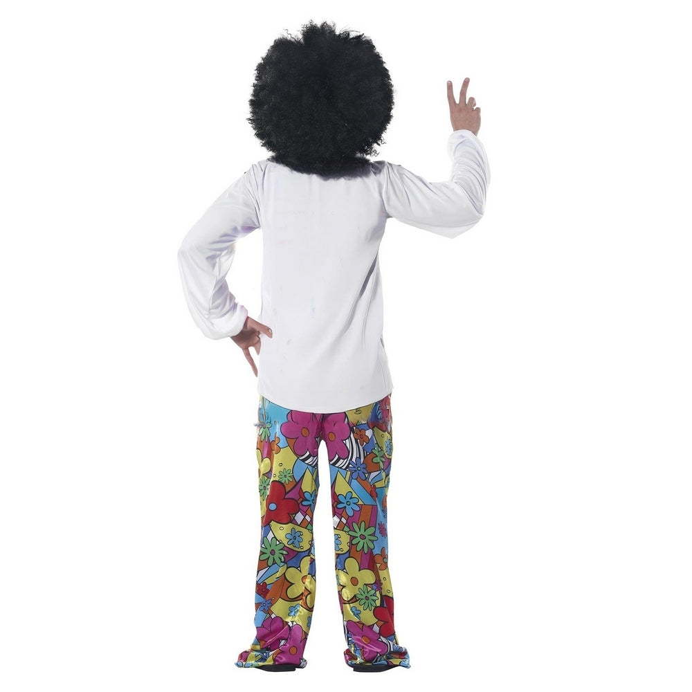 Multicoloured - Back - Fiestas Guirca Mens Hippie Rainbow Costume Set