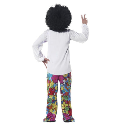 Multicoloured - Back - Fiestas Guirca Mens Hippie Rainbow Costume Set