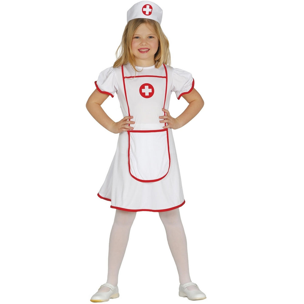 White-Red - Front - Fiestas Guirca Girls Nurse Costume Set