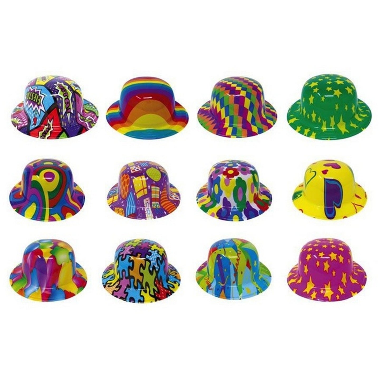 Multicoloured - Front - Fiestas Guirca Unisex Adult PVC Bowler Hat (Pack of 12)