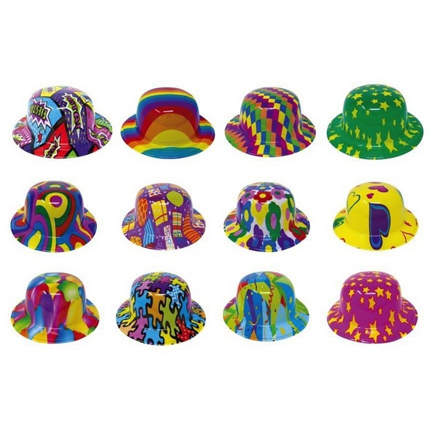 Multicoloured - Front - Fiestas Guirca Unisex Adult PVC Bowler Hat (Pack of 12)
