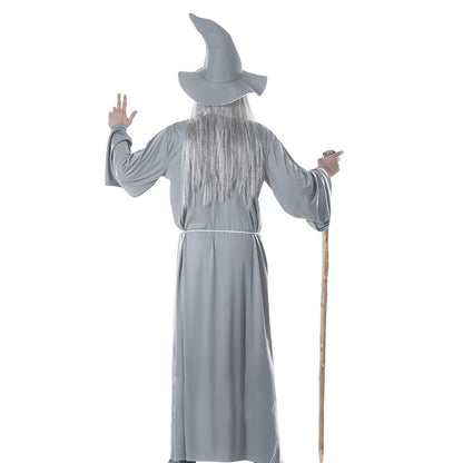 Grey - Back - Fiestas Guirca Mens Wizard Costume Set