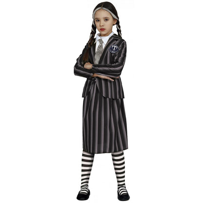 Black-Grey - Front - Fiestas Guirca Girls Gothic Student Costume Set