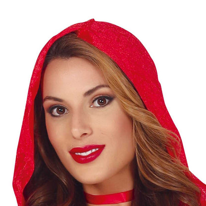 Red-White - Side - Fiestas Guirca Womens-Ladies Hooded Costume Set