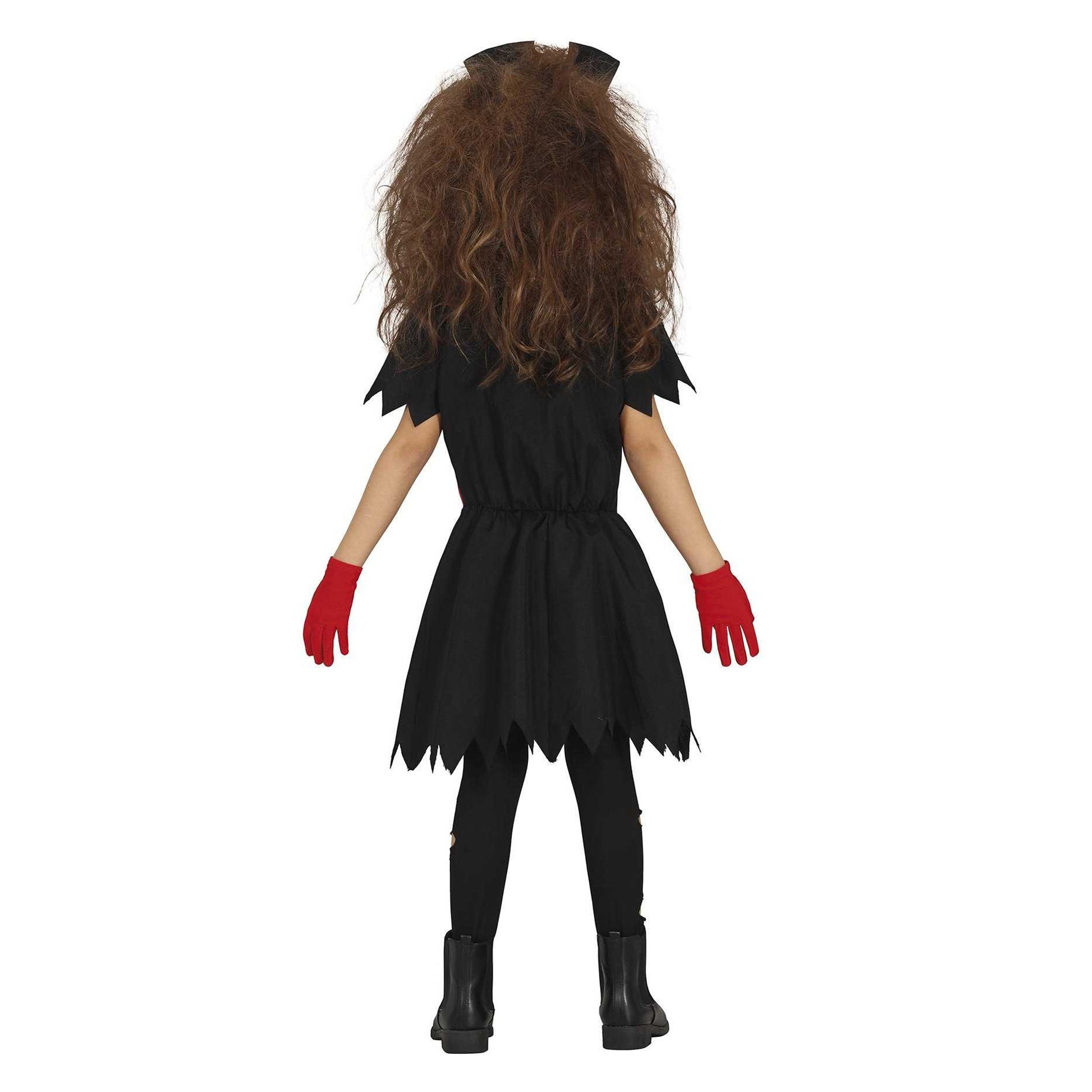 Red-Black - Back - Fiestas Guirca Childrens-Kids Killer Nurse Costume Set