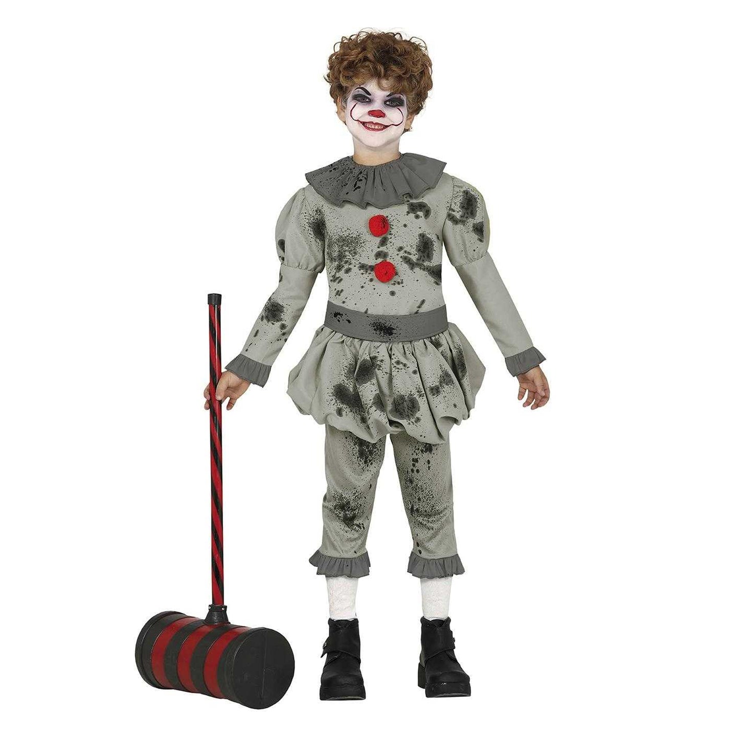 Grey-Red - Front - Fiestas Guirca Boys Bad Clown Costume
