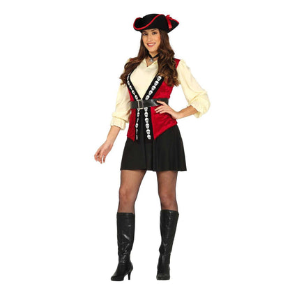 Burgundy-Black - Front - Fiestas Guirca Womens-Ladies Pirate Costume Set