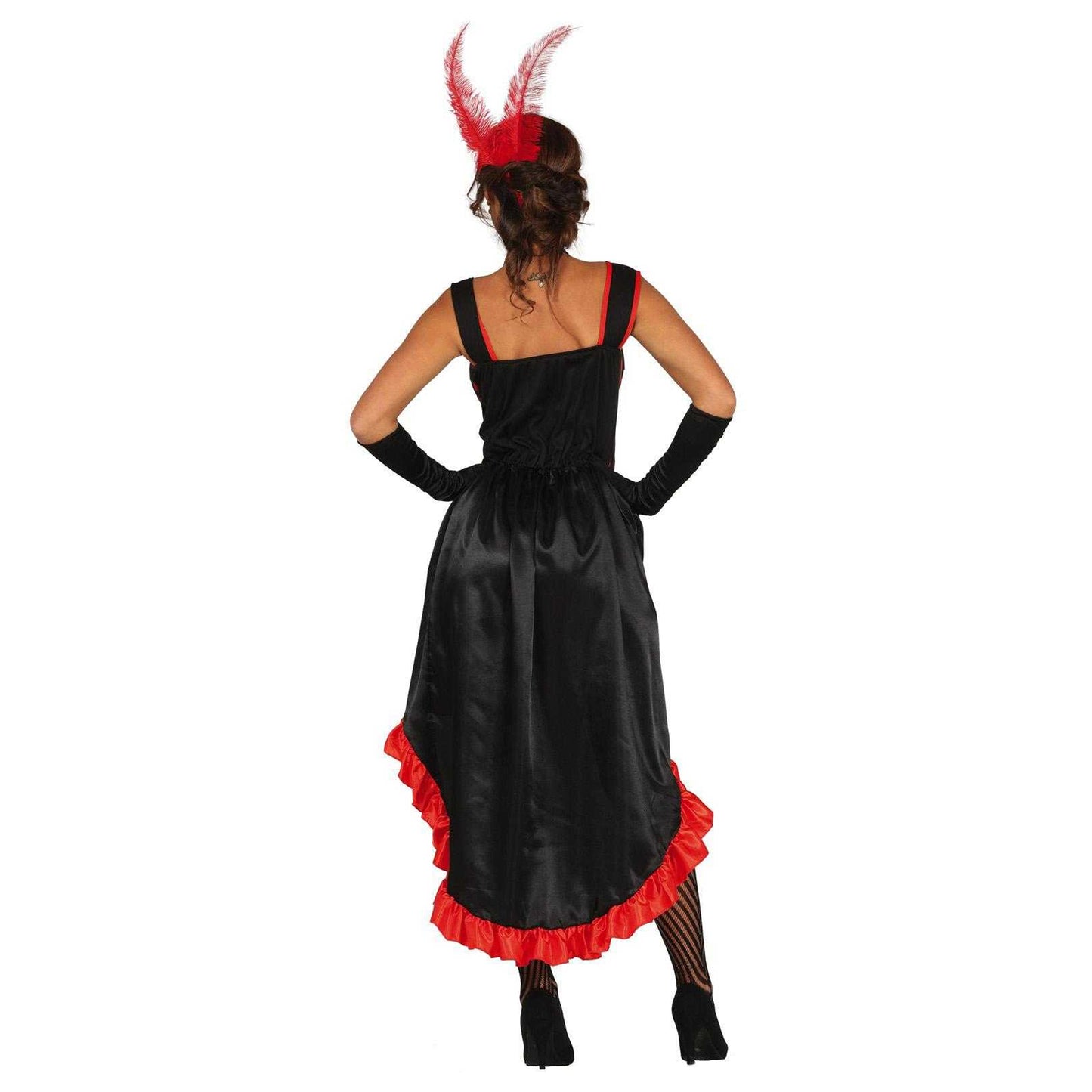 Red-Black - Back - Fiestas Guirca Womens-Ladies Can-Can Costume