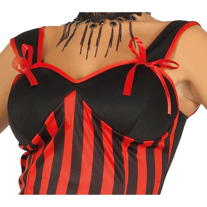Red-Black - Side - Fiestas Guirca Womens-Ladies Can-Can Costume