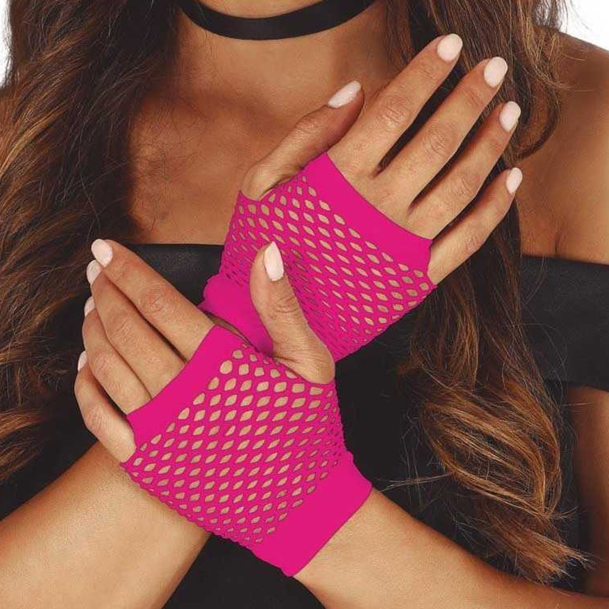 Fuchsia - Side - Fiestas Guirca Womens-Ladies Mesh Gloves