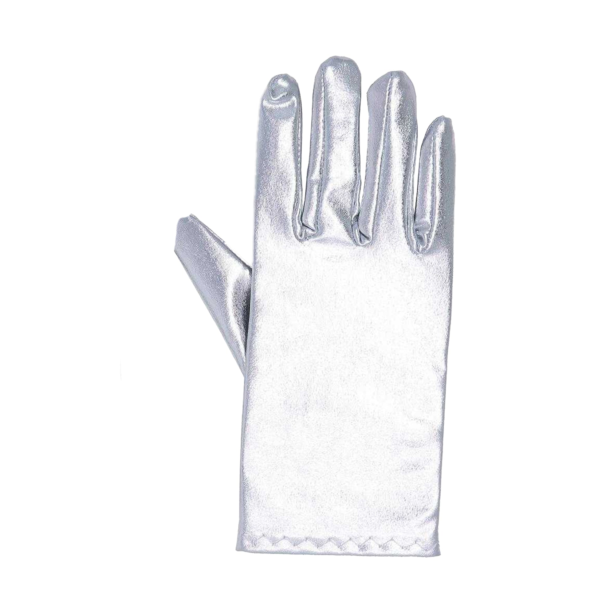 Silver - Side - Fiestas Guirca Unisex Adult Metallic Gloves