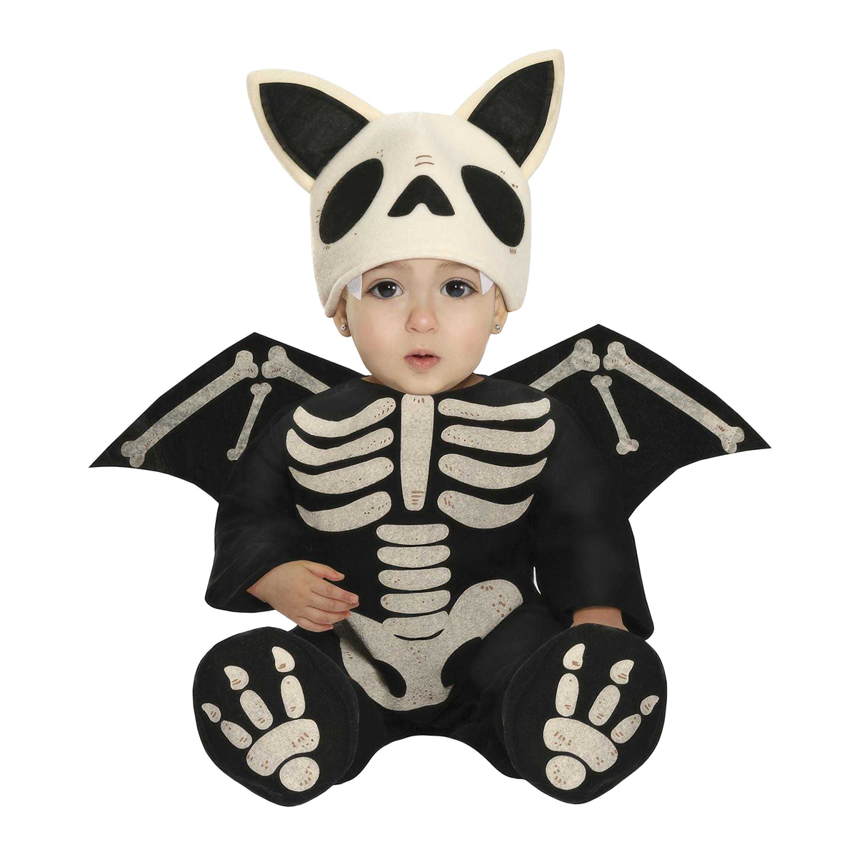 Black-White - Front - Fiestas Guirca Baby Skeleton Bat Costume Set