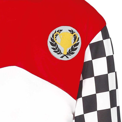 Red-White - Side - Fiestas Guirca Childrens-Kids Formula Driver Costume Set