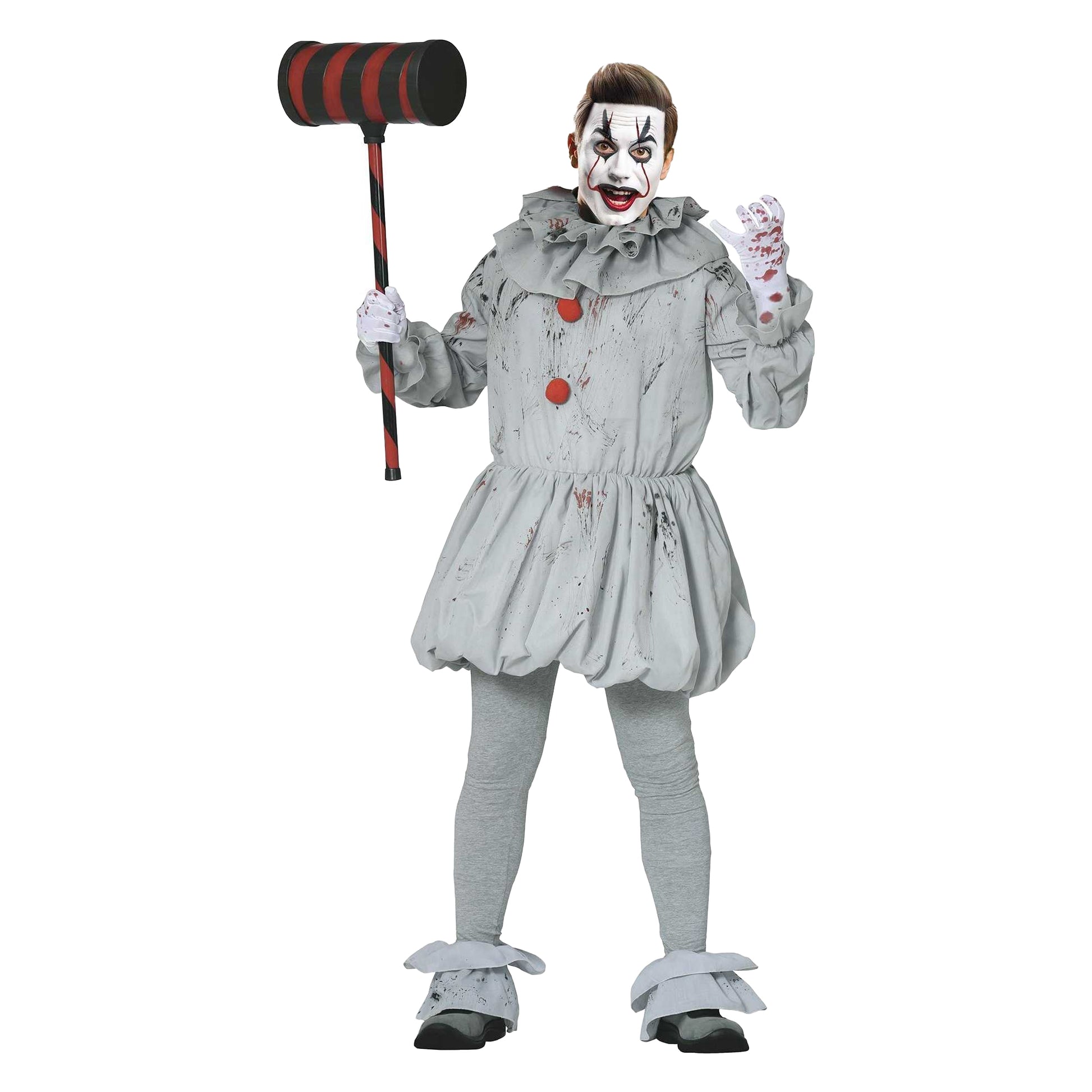Grey-Red - Front - Fiestas Guirca Mens Killer Clown Costume Set