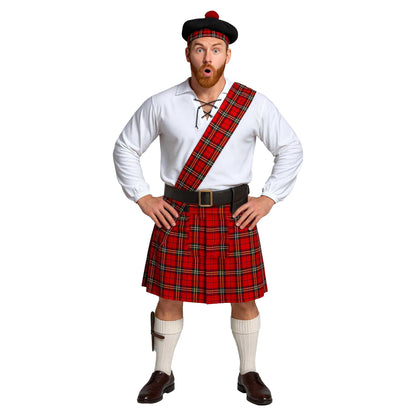 White-Red - Front - Fiestas Guirca Mens Scotsman Costume Set
