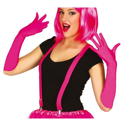 Pink - Side - Fiestas Guirca Unisex Adult Neon Braces