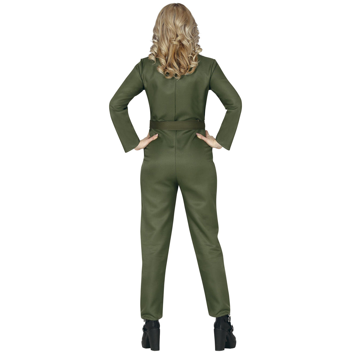 Green - Back - Fiestas Guirca Womens-Ladies Pilot Costume Set