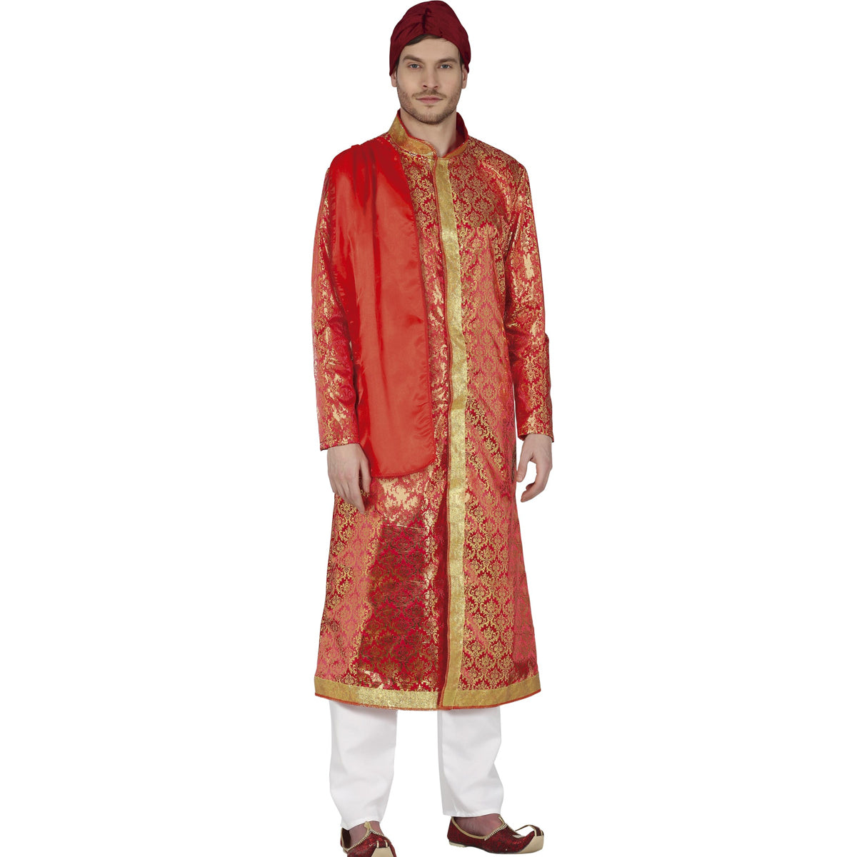 Red-Gold - Front - Fiestas Guirca Mens India Costume Set