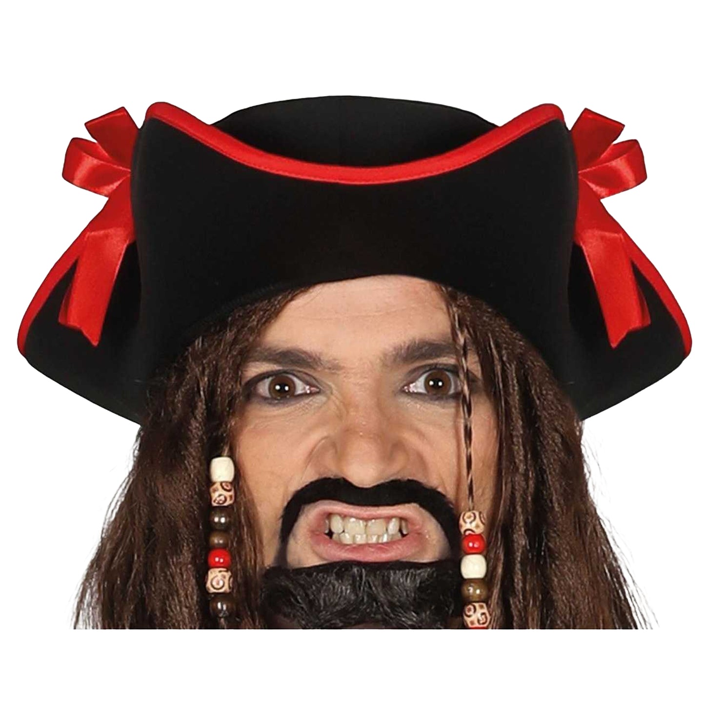 Burgundy-Black - Side - Fiestas Guirca Mens Pirate Costume Set