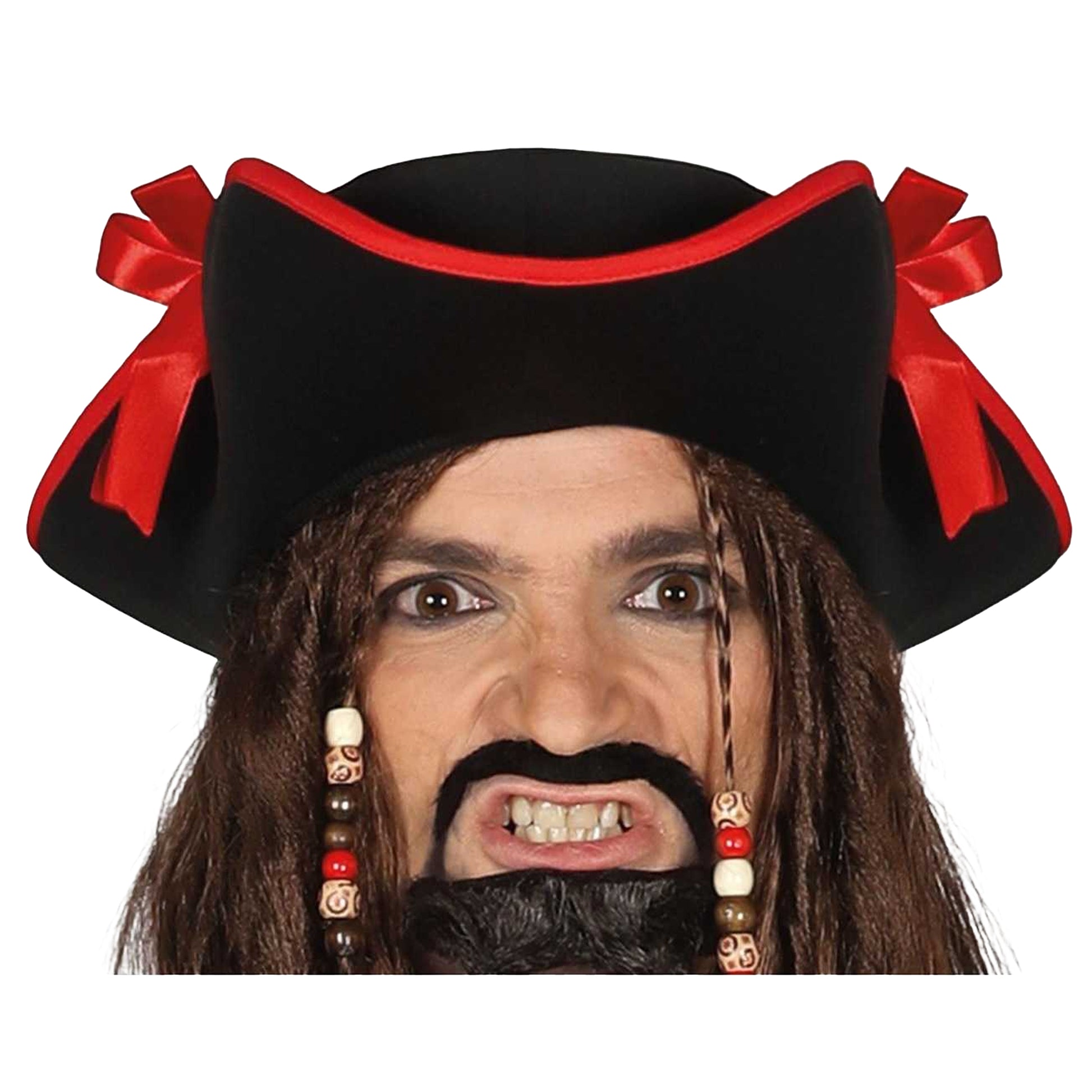 Burgundy-Black - Side - Fiestas Guirca Mens Pirate Costume Set
