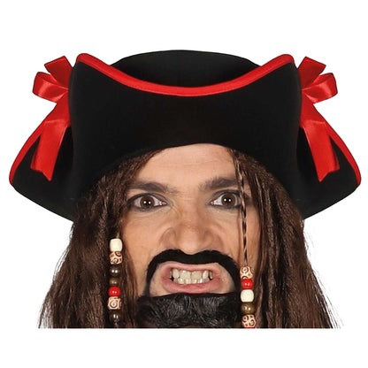 Burgundy-Black - Side - Fiestas Guirca Mens Pirate Costume Set