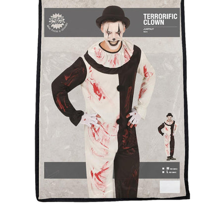 White-Black - Pack Shot - Fiestas Guirca Mens Terrorific Clown Costume Set